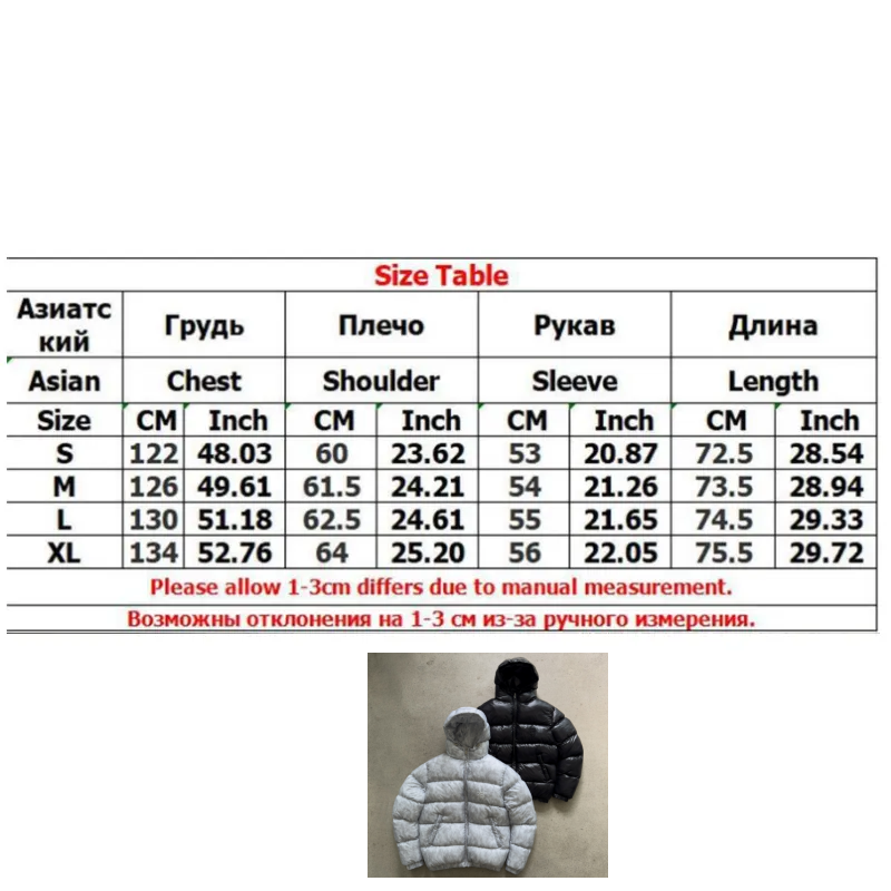 Men's Down Winter Bright Men Fashion Casual Parkas Coat Thick Warm Glossy White Duck Zipper Male Shiny Embroidered And Printed Hooded Hip-hop You