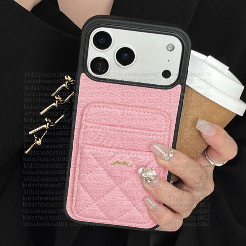 C Phone Case Designer Channels Phone Case Orange Card Holder Protective Case Iphone 17 Pro Max Diamond Pattern Apple Iphone 16 Coque Luxe Luxury Style Iphone Case