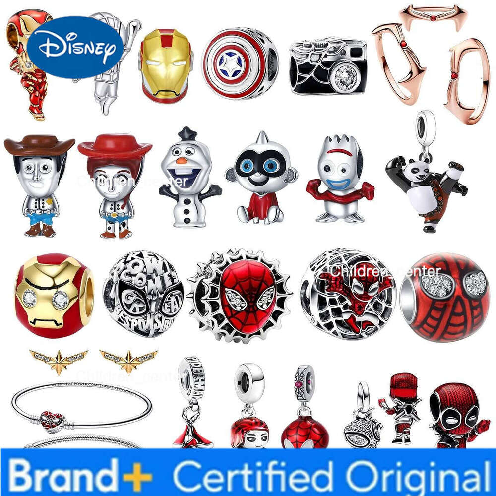 Disney 925 Sterling Silver Diy Bead Miniso Fit Original Pendant Hero Man Bracelet Movie Anime Character Spider Charm Beads H260108