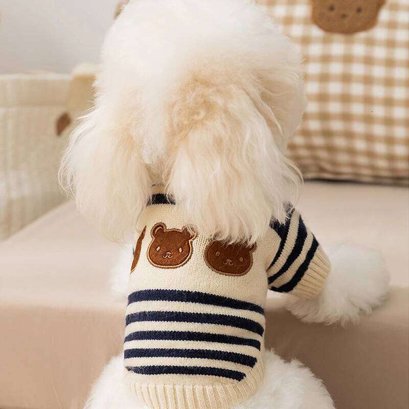 Sweater Bear Striped Puppy Winter Clothes Pet Warm Sweatshirt Knitted Coat Chihuahua Dachshund Clothing Dog Pullover XJ251225