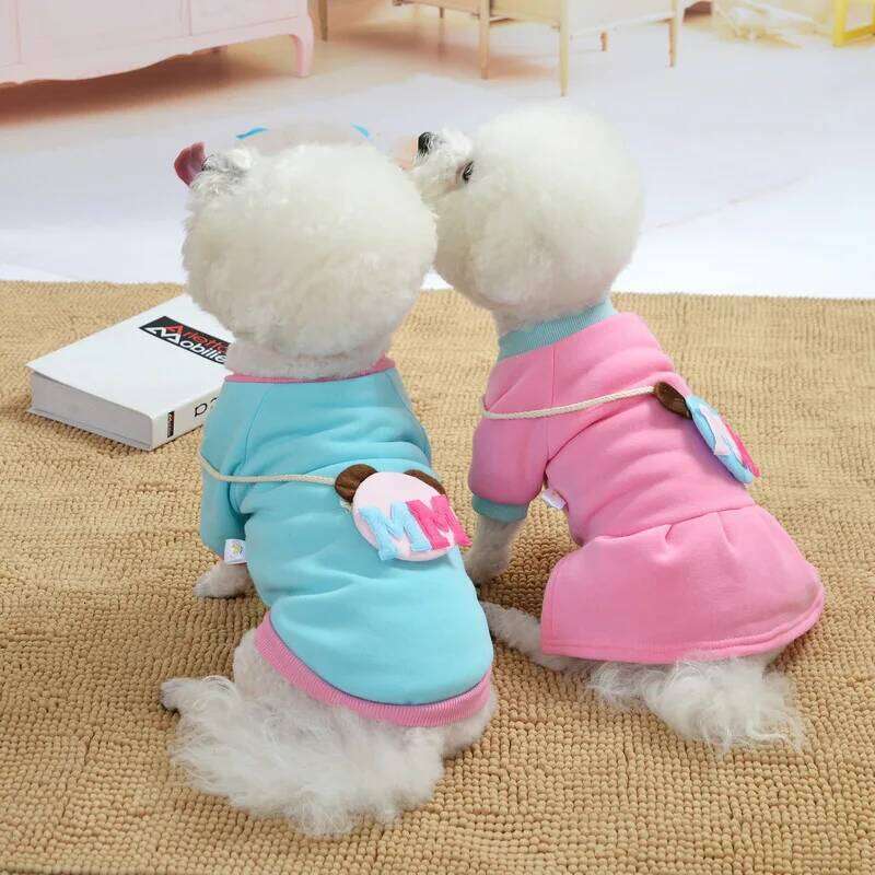 Cartoon Pattern Coat Jacket For French Bulldog Cute Lovers Skirt Puppy Cat Dress Cotton Vest Autumn Winter Pet Dog Clothes XJ251225