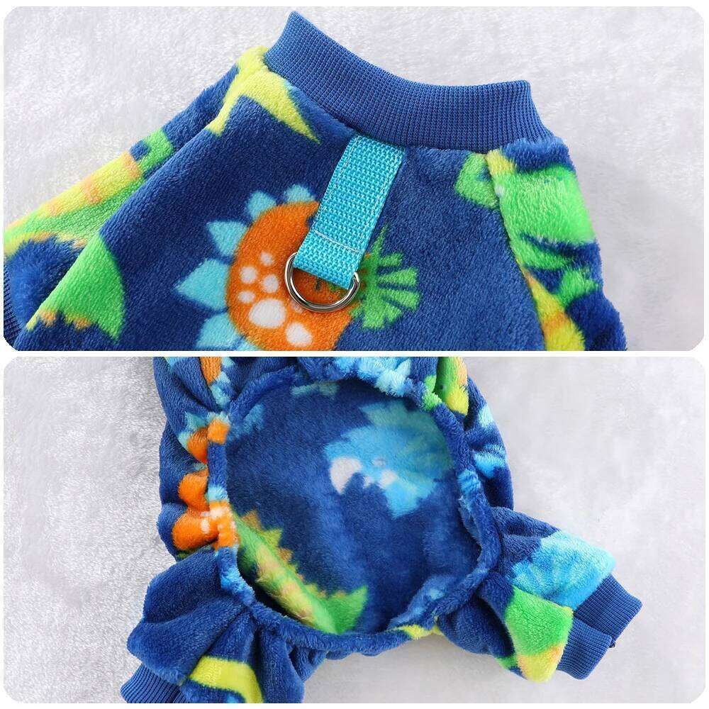 Pajamas Dinosaur Design Sleepwear for Small Dogs Soft Fleece Material Stretchable Pajama Pjs Puppy Clothes Dog Apparel XJ251225