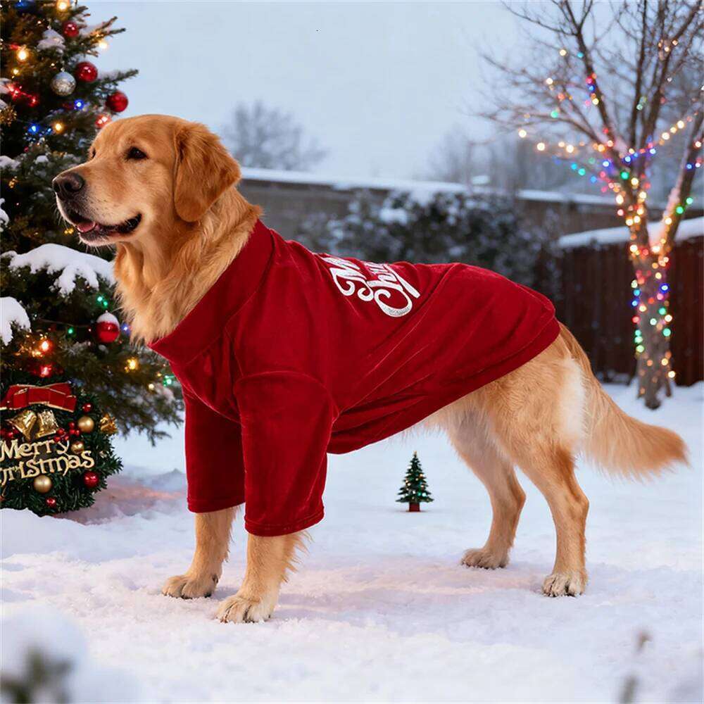 Christmas Style Dog T-shirt for Small Medium Dogs Golden Retriever Samoyed Classic Letter Printed Pet Holiday Clothing XJ251225