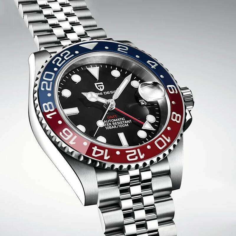 PAGANI DESIGN PD-1662 Luxury GMT Men Mechanical Wrist Sapphire Glass Stainless Steel 100M Waterproof Automatic es 26N0108