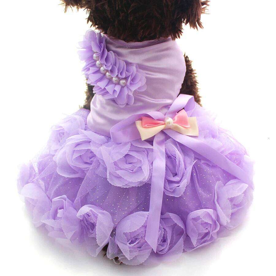 XKSRWE Pet Dog Princess Wedding Dress Tutu Rosette&Bow Dresses Cat Puppy Skirt Spring/Summer Clothes Apparel 2 Colours XJ251225