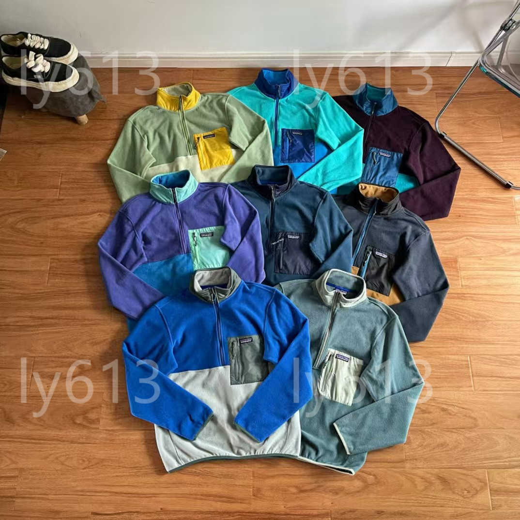 Patagonialys hoodie mens designer hoodies Fleece Patchwork Contrast Color Half-Zip Pullover Outdoor High Quality Warm Womens Sweatshirt