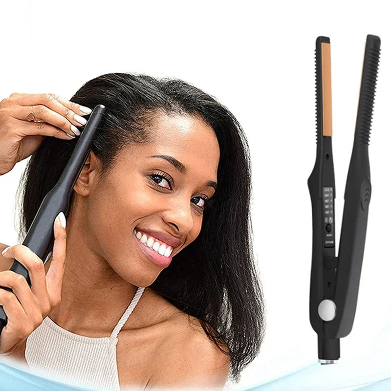 2-in-1 Mini Hair Straightener Curling Iron Professional Ceramic Short Flat Iron for Women Men Beard Straightener 260104