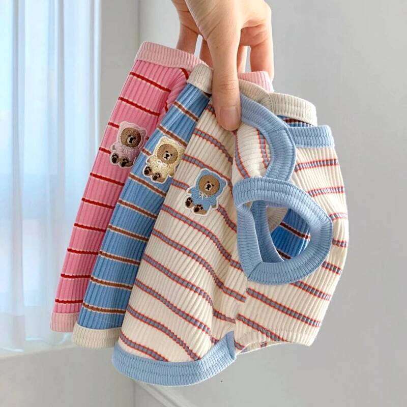 Cute Striped Clothes Comfortable Breathable Puppy Shirt Summer Cat Vest Pet Pullover Bulldog Dog T-Shirt XJ251225