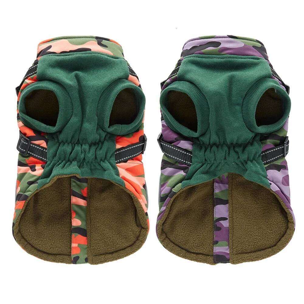 Military Reflective Pet Coats With Harness Winter Warm Thickness Cotton Coat For Small Medium Large Pets Dogs Puppy Clothes XJ251225