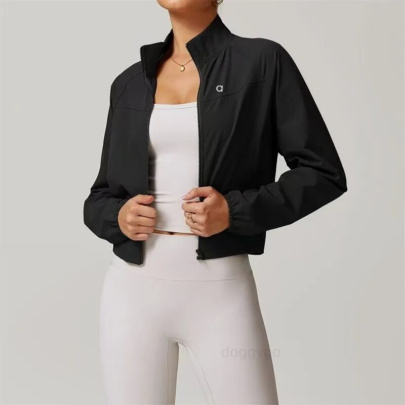 Women Yoga Jacket Sports Coat Windproof Yoga Clothes Quick-drying Long Sleeve Top Zipper Fitness Cardigan