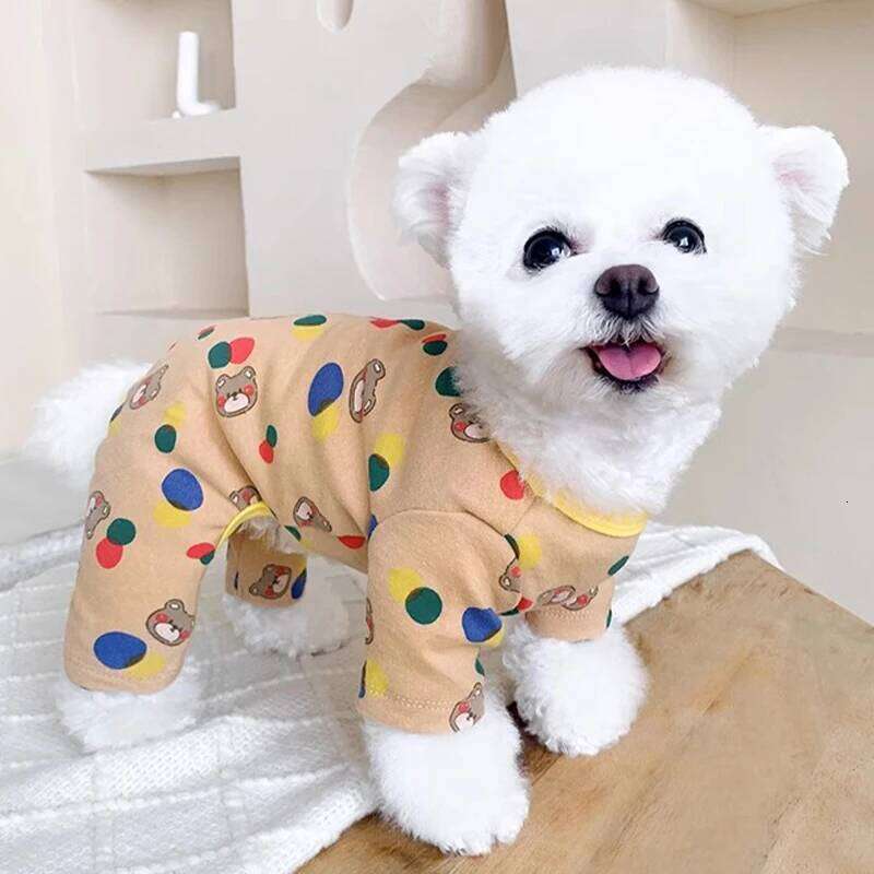 Spring Autumn Thin Clothes for Dogs Pajamas Cute Dot Bear Print Jumpsuit Puppy Coat Chihuahua Bichon Girl Dog Shirts XJ251225