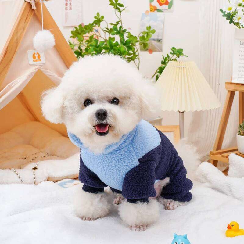 Fleece Jumpsuit Color Block Pet Coat Puppy Warm Clothes Chihuahua Bichon Jacket Small Dog Four Legs Apparels with D-Ring XJ251225