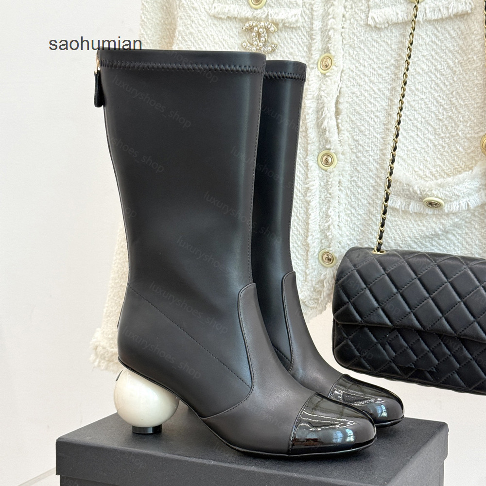 Top quality pearl high heeled boots designer womens heels Boots ballerina heels ballet heels cap toes luxury Boots Hal chanelll chanels channels cocochanel BDWJ