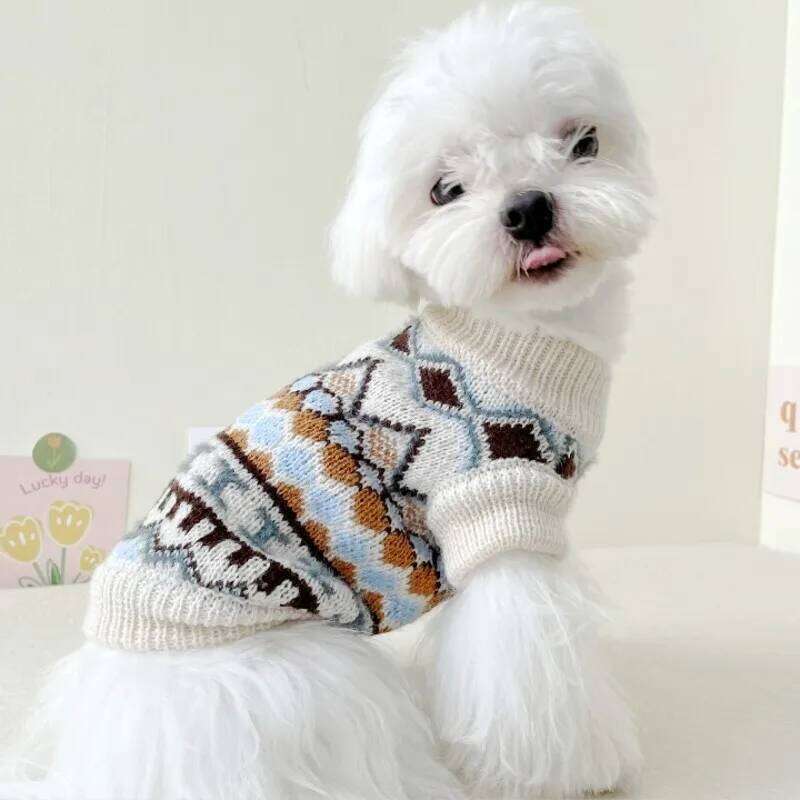 Winter Warm Fashion Dog Knitted Cute Print Puppy Costumes Soft Cat Turtleneck Pet Sweater Kitten Clothes XJ251225