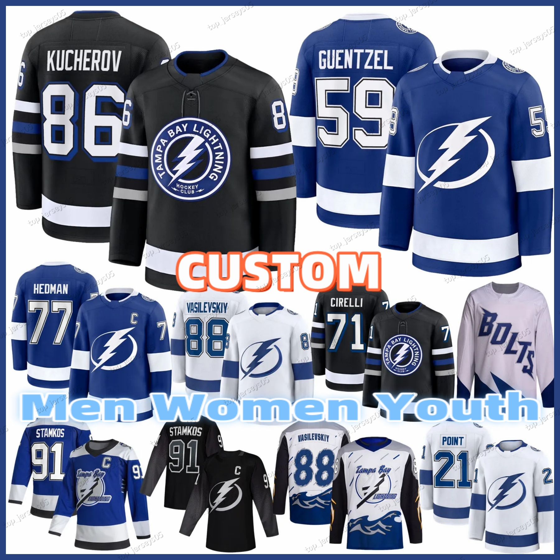 86 Nikita Kucherov tampa bay hockey jersey lightning jersey 88 Andrei Vasilevskiy Brandon Hagel Stamkos Brayden Hedman Gourde Point Victor Jake Guentzel