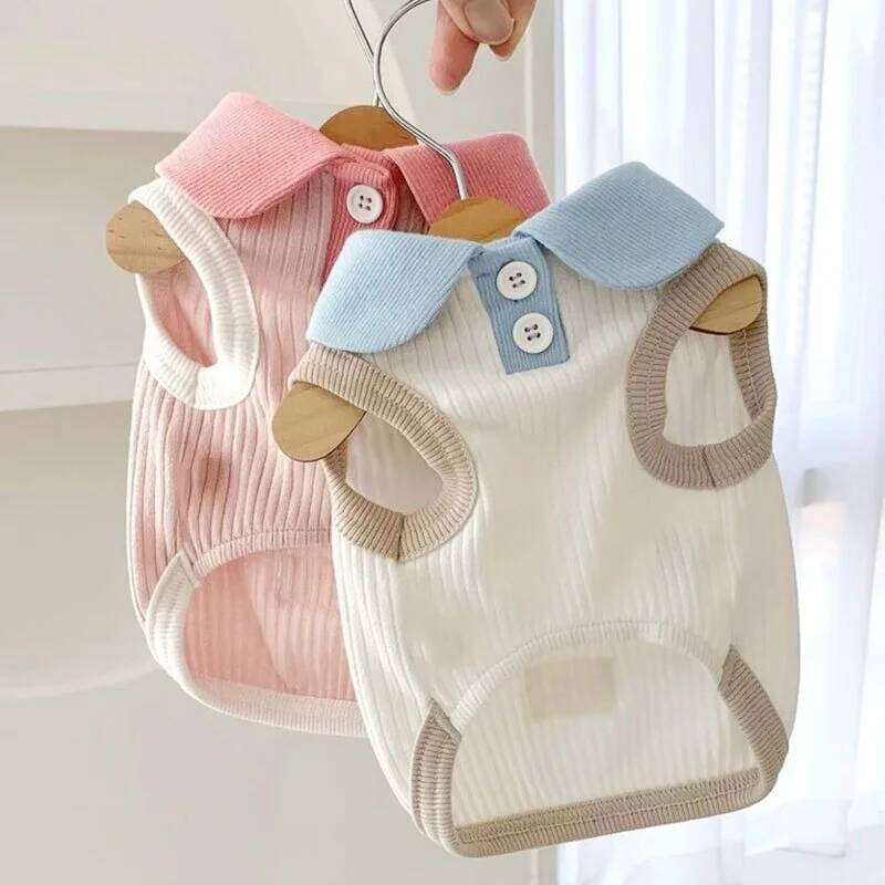 Summer Polo Breathable Fashion Puppy Vest Cute Solid Cat Shirt Soft Pet Costumes Chihuahua Dog Clothes XJ251225