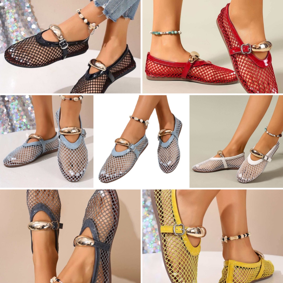 Women Leather Ballet Flats Crochet Knit Sneakers Designer Mesh Shoes Studs Breathable Sandals 2026 new hot sales