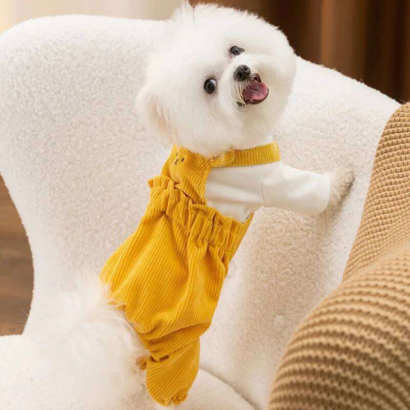 Cute Jumpsuit Solid Suspenders Pet Clothes Autumn Winter Coat Puppy Warm Pajamas Chihuahua Bichon Costume Dog Rompers XJ251225