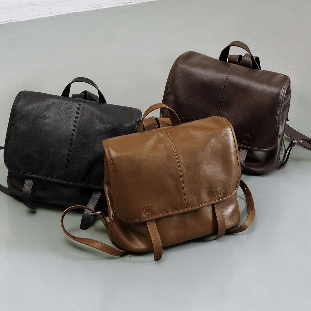 Luxury shoulder bag handbag Hobo commuting retro women's top layer cowhide backpack versatile rear vegetable tanned leather casual backpack trave