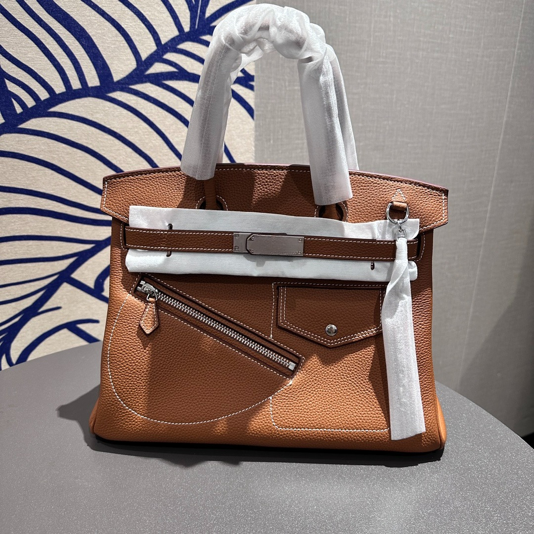 Real Togo Leather Totes High Quality Woman Purses And Handbags With Silver Lock Chain Belt Pocket Top Handle Bag 25cm 30cm Cowskin Clutches New Fashion Hand Bag 3531