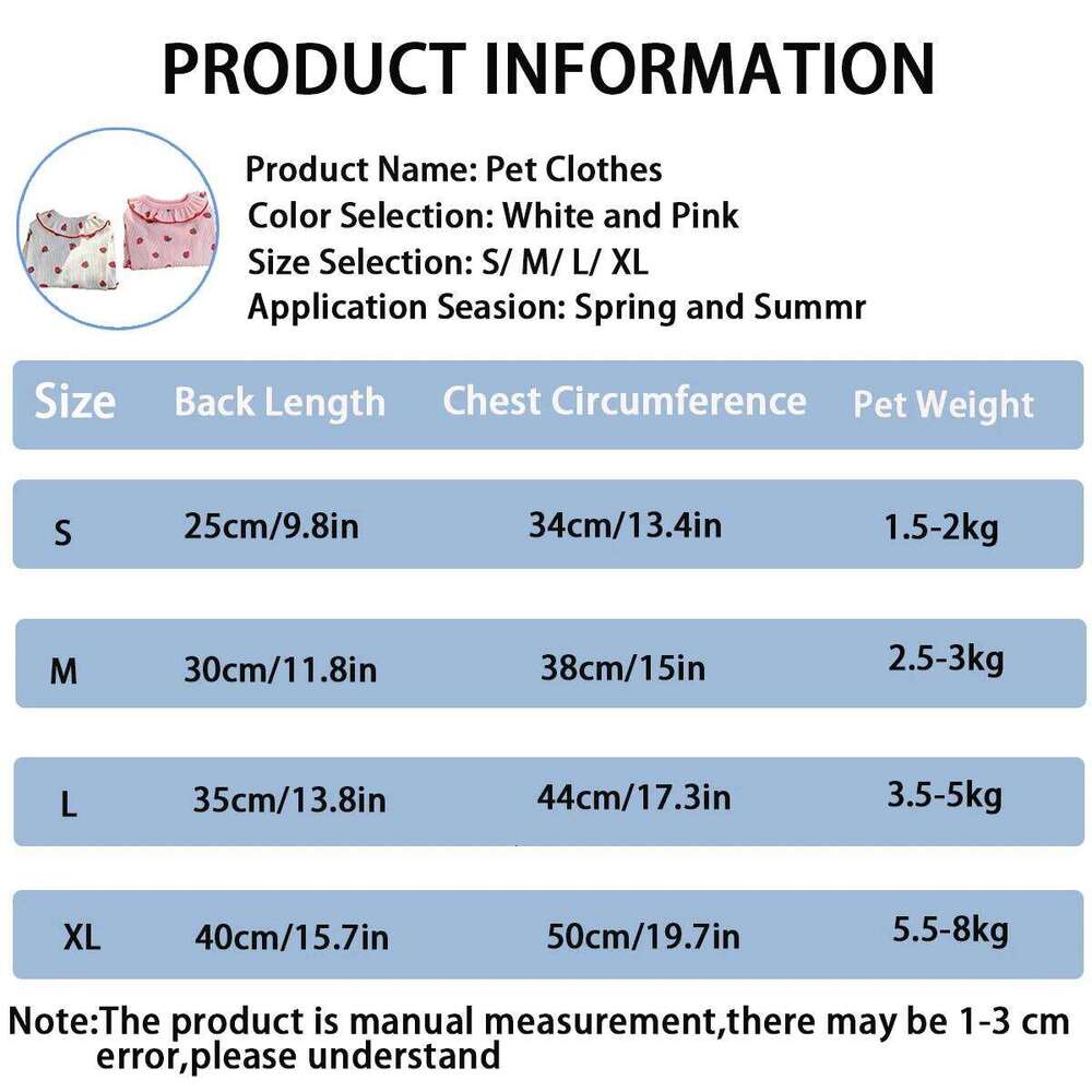 Strawberry Summer Breathable Cat Cute Clothing for Small Dog Vest Ruffled Collar Pet Clothes XJ251225