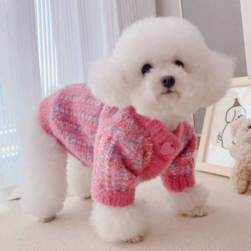 Fashion Solid Cardigan Warm Soft Dog Clothes Winter Puppy Jacket Cute Knitted Cat Sweater Coat Pet Supplies XJ251225