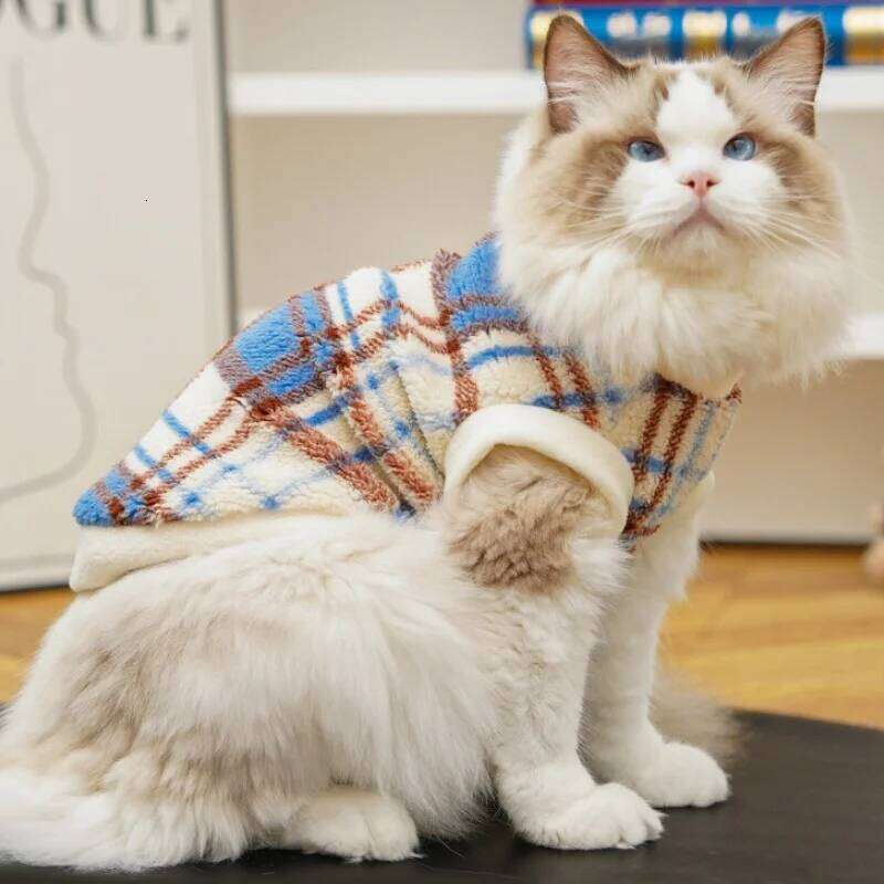 Fashion Fleece Warm Soft Dog Clothes Cute Plaid Puppy Sweater Winter Cat Pullovers Pet Hoodies Poodle Bichon Outfits XJ251225