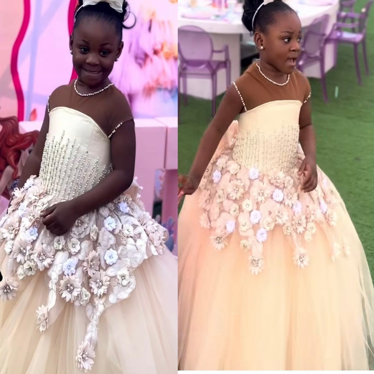 2026 Champagne Ball Gown Flower Girl Dresses Beaded Crystals Flowers Tulle Little Girl Christmas Peageant Birthday Christening Tutu Dress Gowns ZJ4270