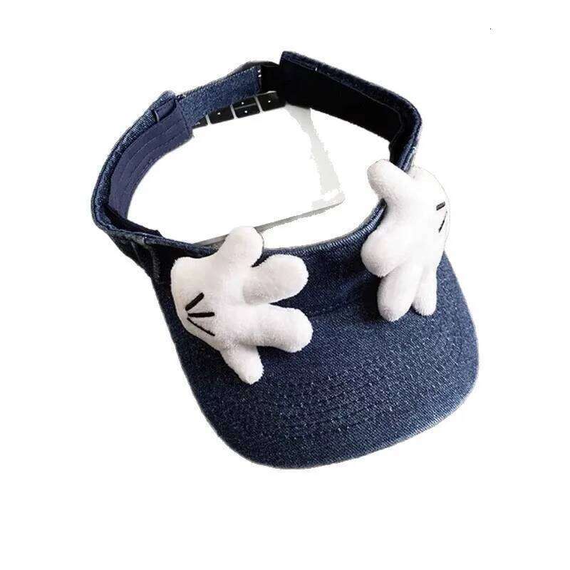 Disney Female 2025 New Cute Cartoon Mickey Little Hand Empty Top Hat Korean Version Retro Washed Denim Visor XJ260109