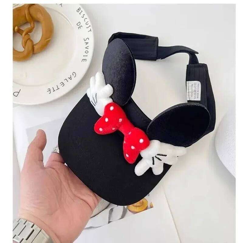 Disney Disney Cartoon Cute Two-Tone Mickey Minnie Bowknot Visor Sun Work Cap Make Fashionable Portable Travel Leisure Hat Girl Gift XJ260109