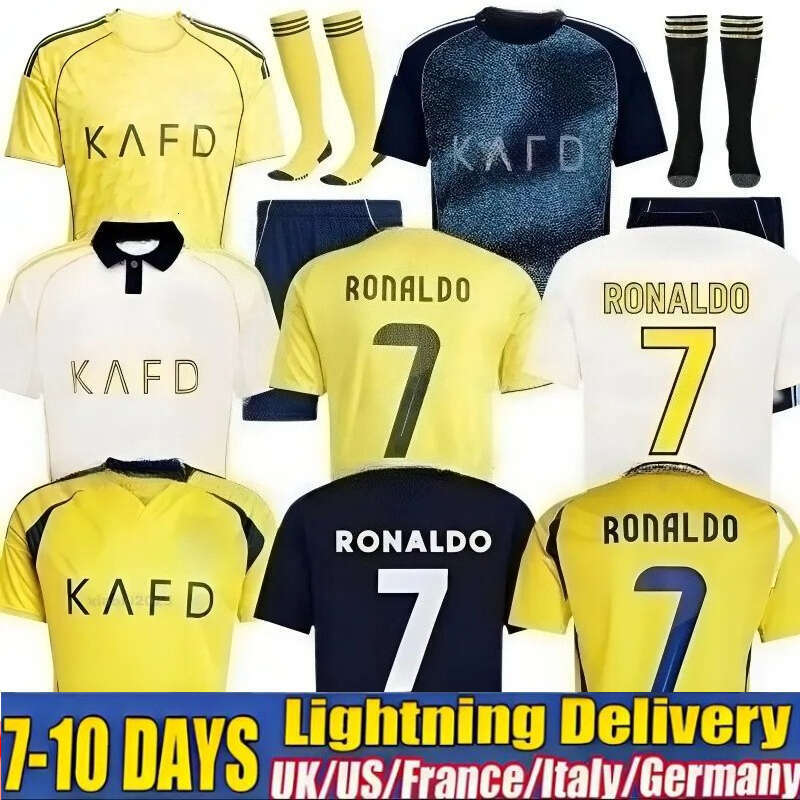 2025 2026 Al Nassr FC Soccer Jerseys Ronaldo CR7 25 26 Home Away Third Gonzalo Martinez Talisca Ghislain Konan Vincent Aboubakar Fans Player Football Shirt Men Kids
