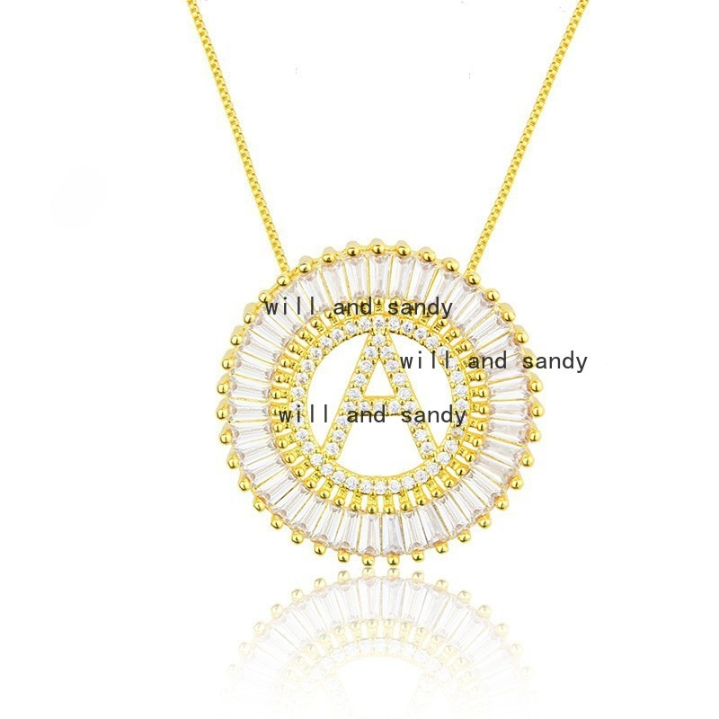 26 English Letter Initial Necklace Gold Chain Cubic Zircon Diamond Alphabet Pendant Name Necklace for Woman Name CZ Fashion Designer Jewelry Birthday Gift