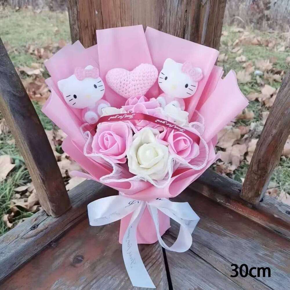 Hello Kitty Bouquet Cute Cartoon Kuromi My Melody Plush Doll Flower Cinnamoroll Valentine Christmas Birthday Gift
