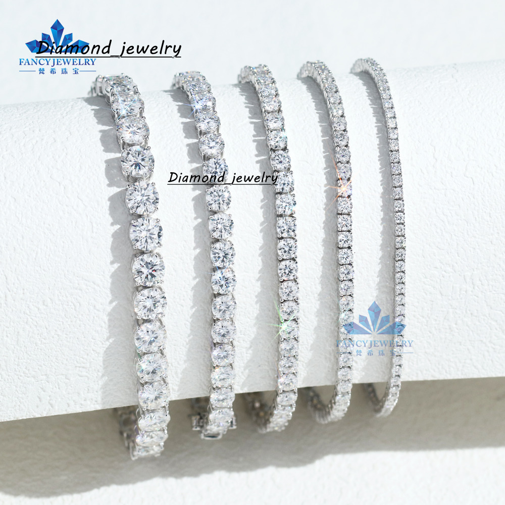 Wholesale Lab Grown Diamond Jewelry 10K 14K 18K Solid White Gold 2MM 3MM 4MM 5MM Lab Grown Diamond Tennis Chain Bracelet