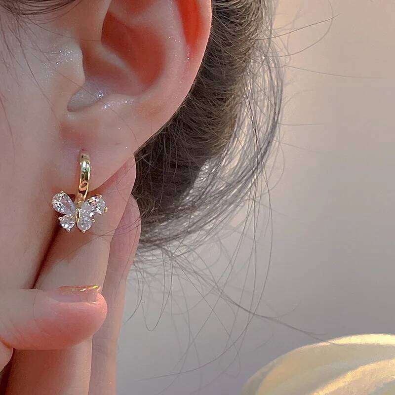 Fashion Butterfly Zircon Crystal Earrings Jewelry Everyday Styling Versatile Ear Accessories Trends & for Party Wedding Delicate Gift