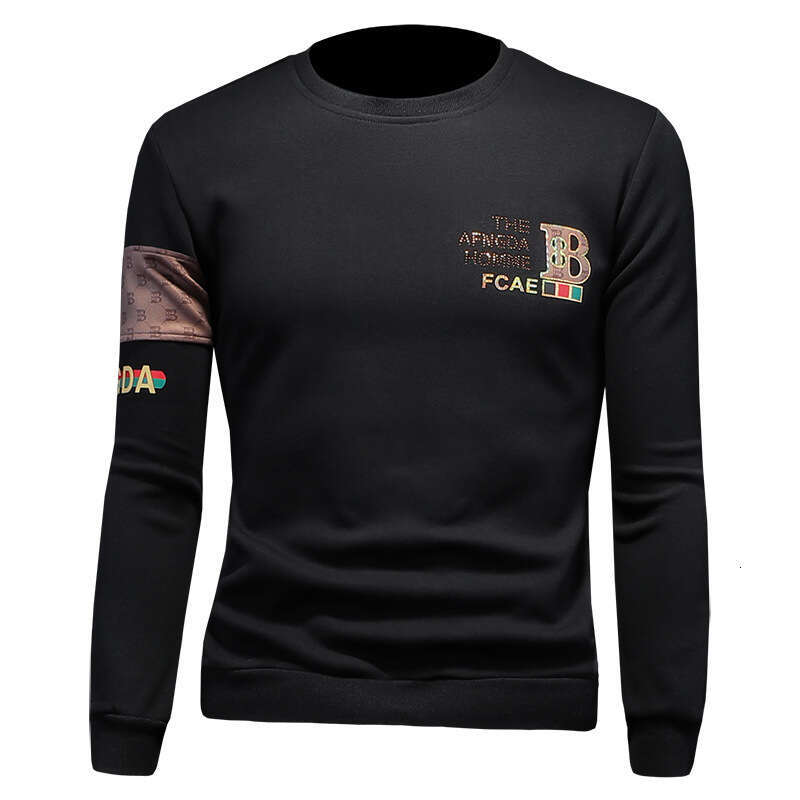 Spring Winter Autumn New Men's Round Neck Trendy Long Sleeve Sweatshirt Plus Size Printed Casual Top Base Layer Trend