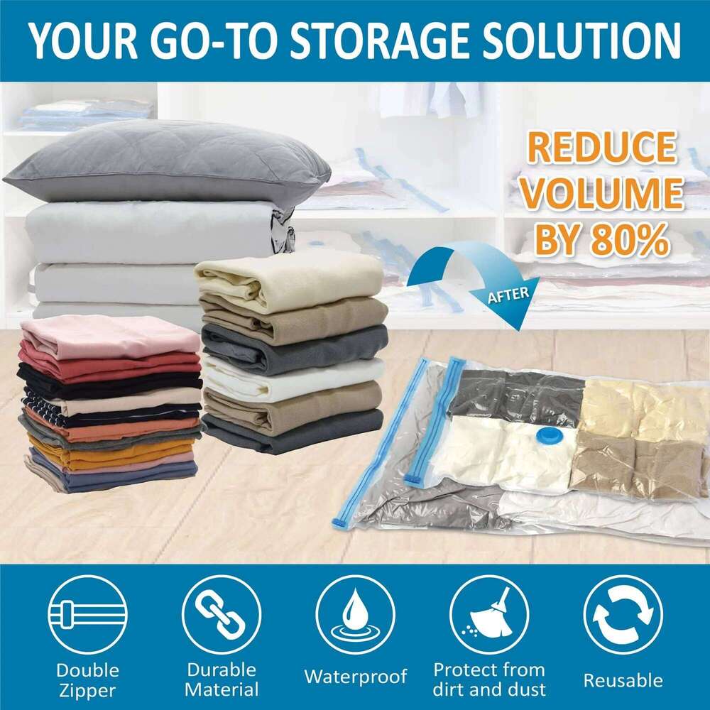 20 Pack Vacuum Storage Bags, Space Saver Compression for Comforters and Blankets, Sealer Clothes Hand Pump Included 26N0109