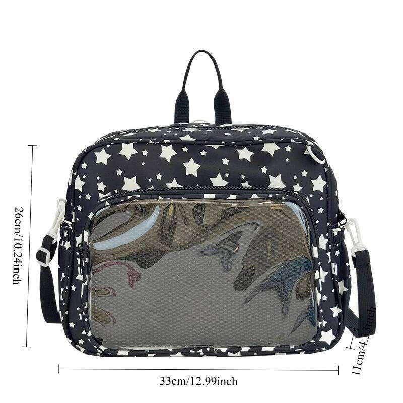 Japanese Anime Crossbody Transparent Texture Simple and Versatile Shoulder for Women Small Star Print Casul Cute Ita Bag XJ260109