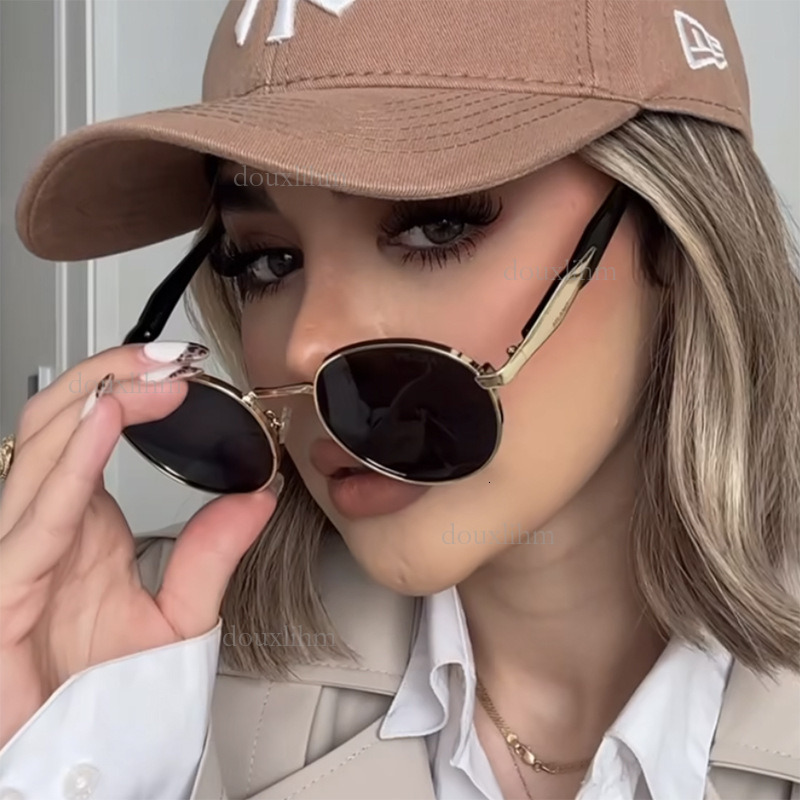 Luxury Brand Designer Fashion Accessories European And American Round Sunglasses For Women Ins Street Style 2026 New Trendy Metal Sunglasses Retro Sun Glasses