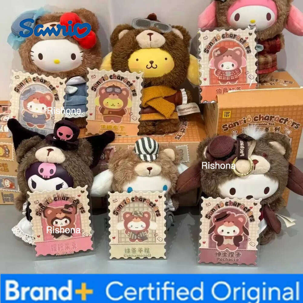 Sanrio New Kuromi Cinnamoroll Hello Kitty Figure Model Afternoon Tea Serise Doll Blind Box Toy Cute Pendant Friends Gift H260109