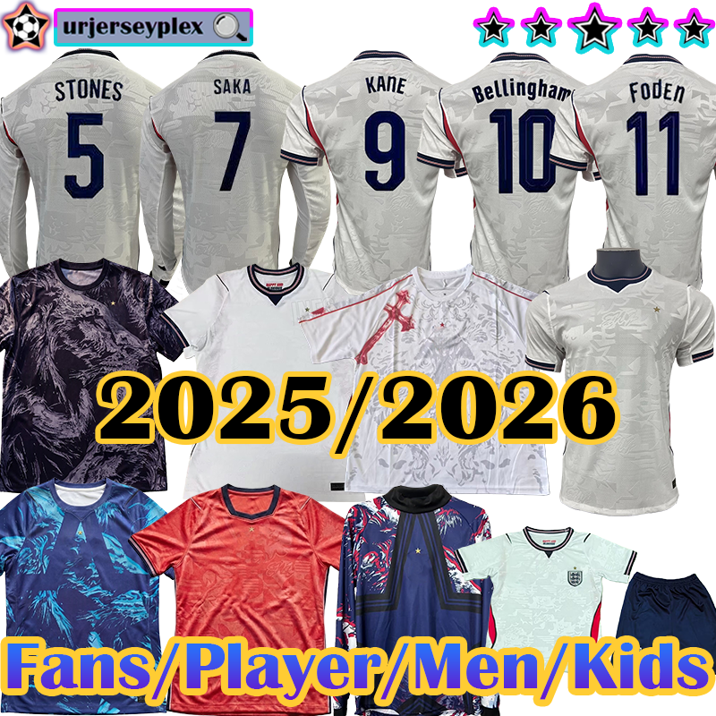 2026 England Soccer Jersey ENGLANDS Kits BELLINGHAM KANE FODEN SAKA Player Version PALMER Football Shirts RICE kids Goalkeeper equipment EZE BOWEN kit top uniform
