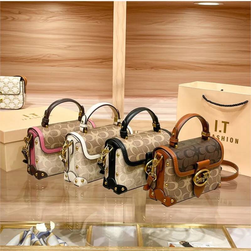 Bestseller New minimalist and fashionable small handbag, contrasting color women's high-end carriage crossbody bag, portable box bag ddmybear