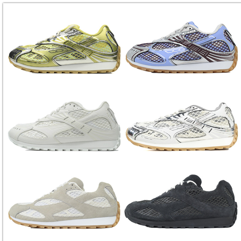 Orbit Cok Renkli Kadin Designer Sneaker Metallic Rubber and Mesh Sneakers Gloss Silver Crafted pink tech mesh Shoes Mens Womens Sneakers Trainers Big Size US13 EUR47