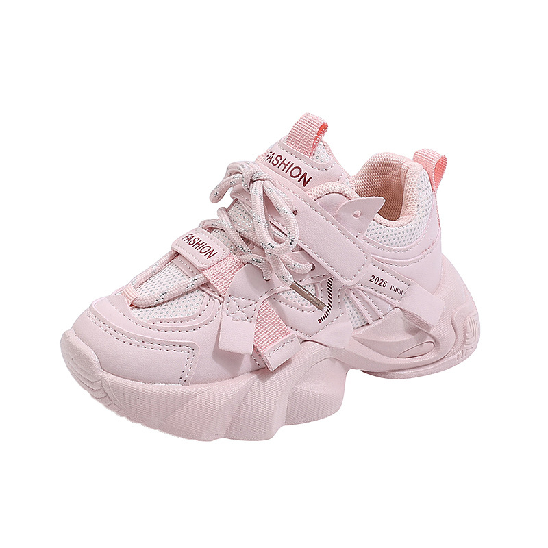 baby shoes White and pink childrens leisure shoes air mesh breathable fashion school running shoes new soft