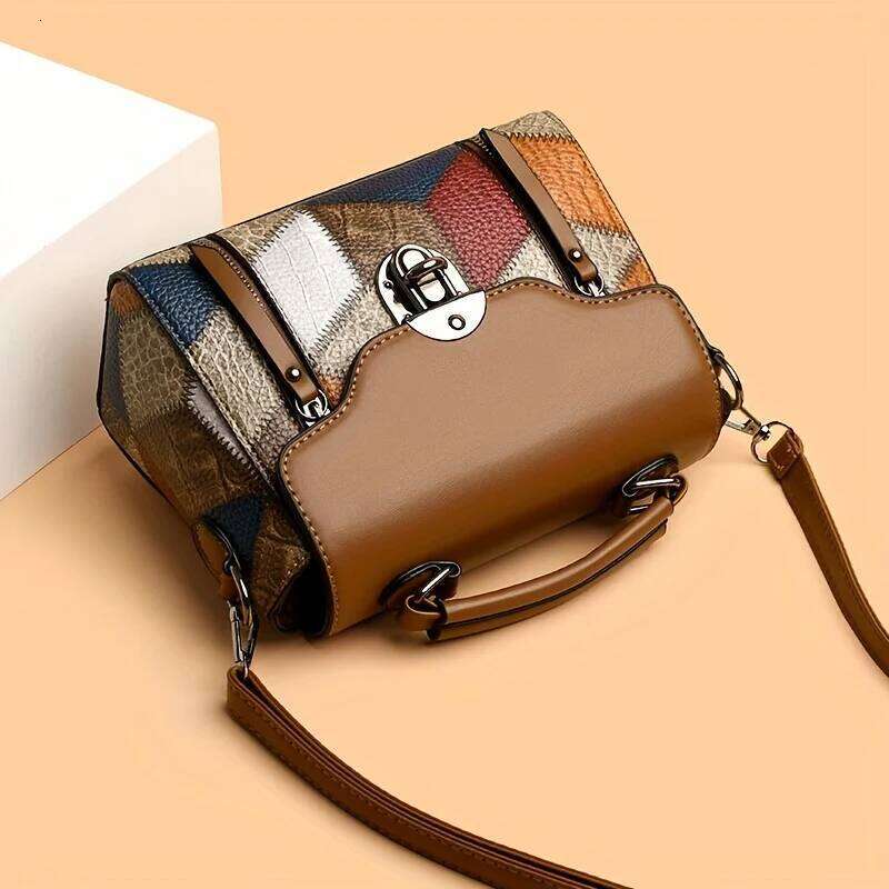 Women's Retro Rhombus Pattern Crossbody Bag Adjustable Shoulder Strap Zipper Closure, Multi-Color Options for Daily Use XJ260109