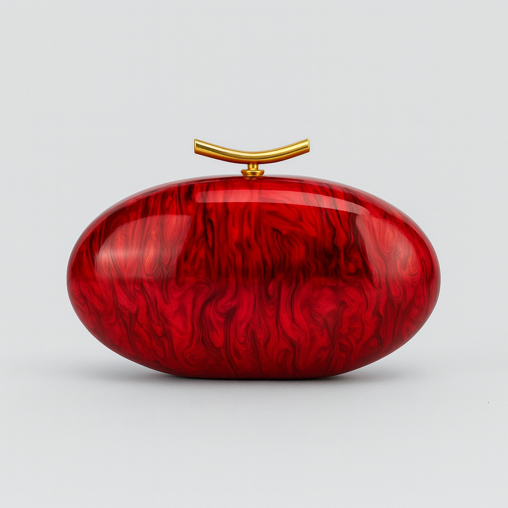 Alizekerr Oval Shaped Acrylic Evening Bags Women Boutique Elegant Classy Clutch Purses Ladies Chain Shoulder Bags Wedding Party 240815