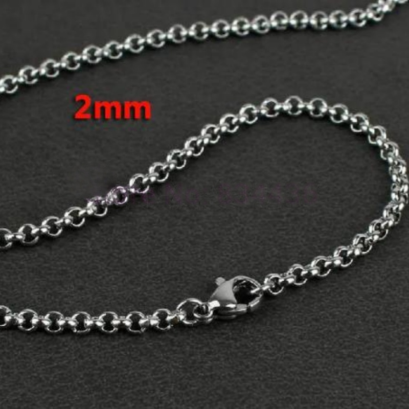 Free shipping Wholesale 2mm 316L stainless steel necklace round rolo link chains women mens fashion jewelry 20pcs link chains
