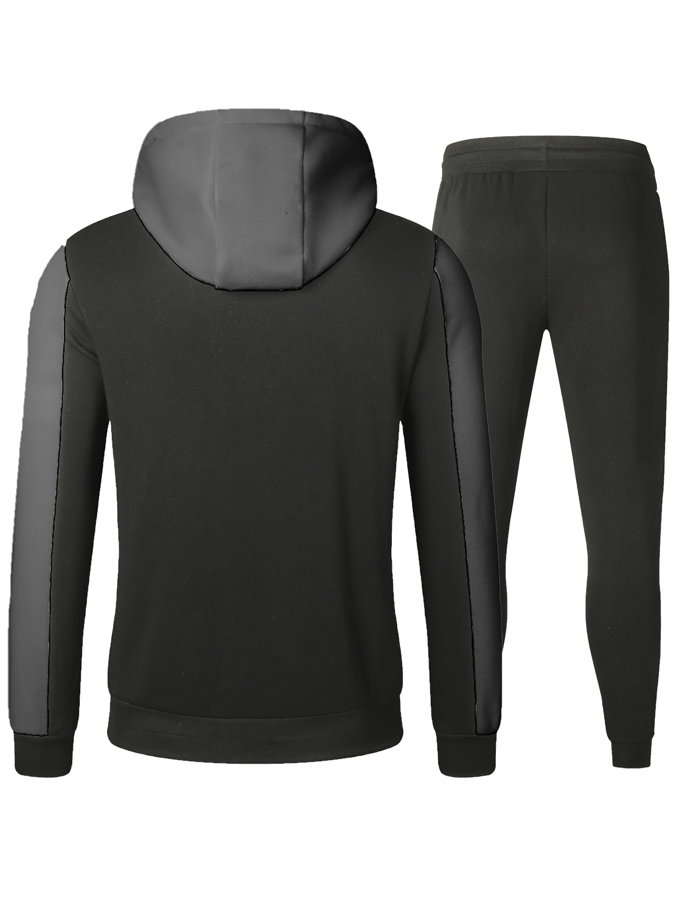 Casual Contrast Stitching Tracksuit for Men - Hooded Jacket & Striped Pants Sportswear