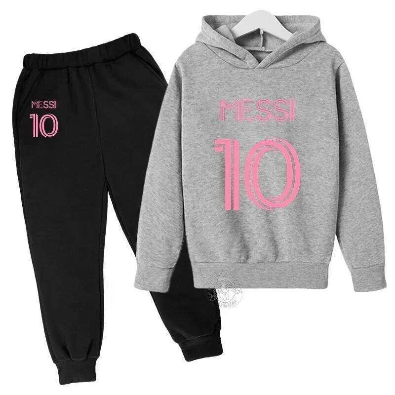 Messi Street Fashion Boys and Girls Autumn Suit Children's Pullover + Sweatpants Two-piece Outdoor Sports X260109