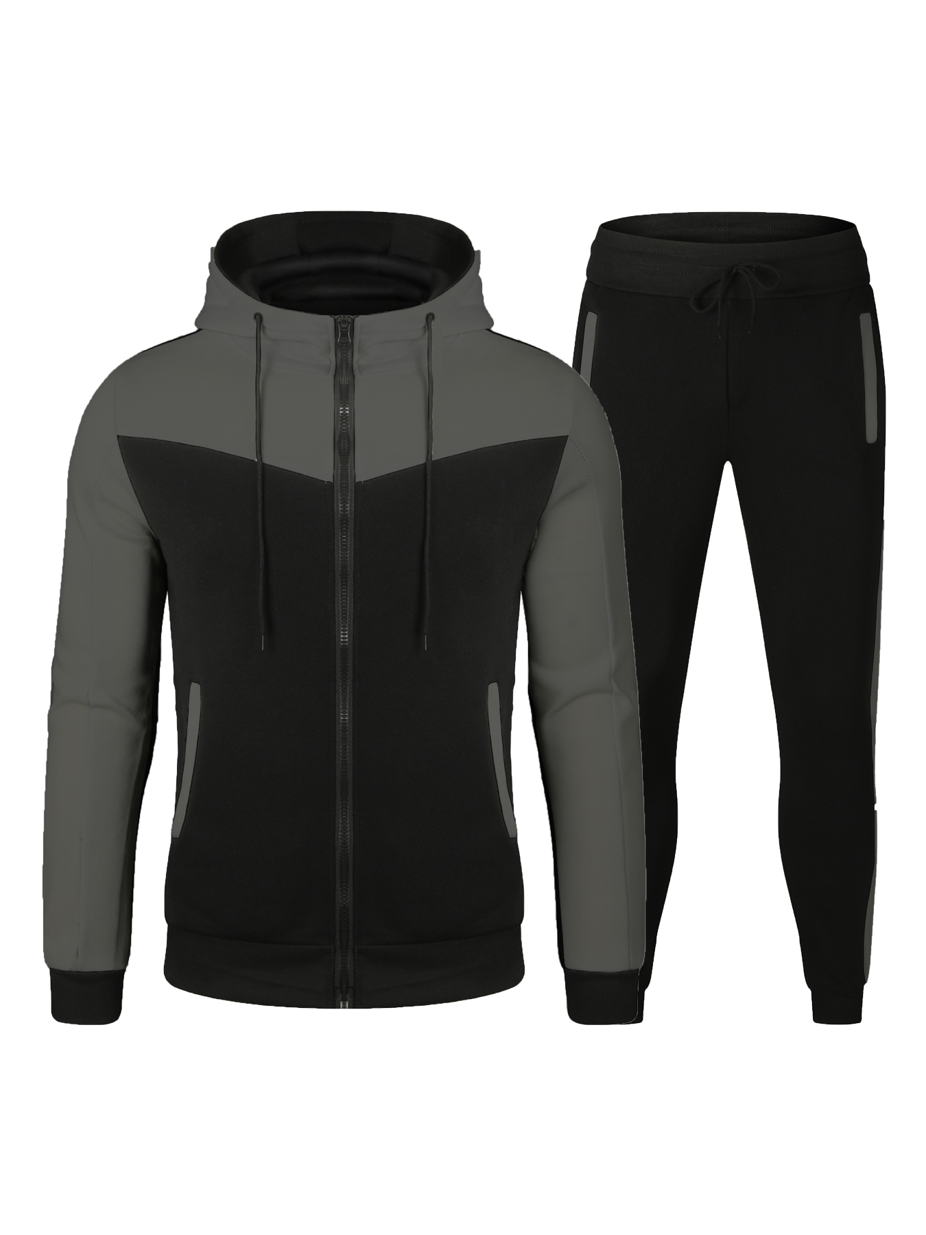 Casual Contrast Stitching Tracksuit for Men - Hooded Jacket & Striped Pants Sportswear